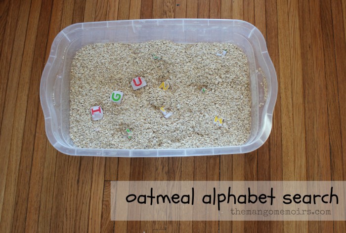 oatmeal alphabet search - perfect indoor activity for preschoolers! 